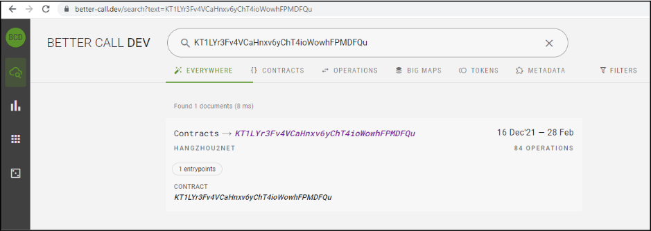 Better Call Mavryk, search a smart contract by address