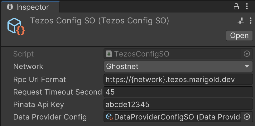 Adding the Pinata API key and the data provider to the MavrykConfigSO object